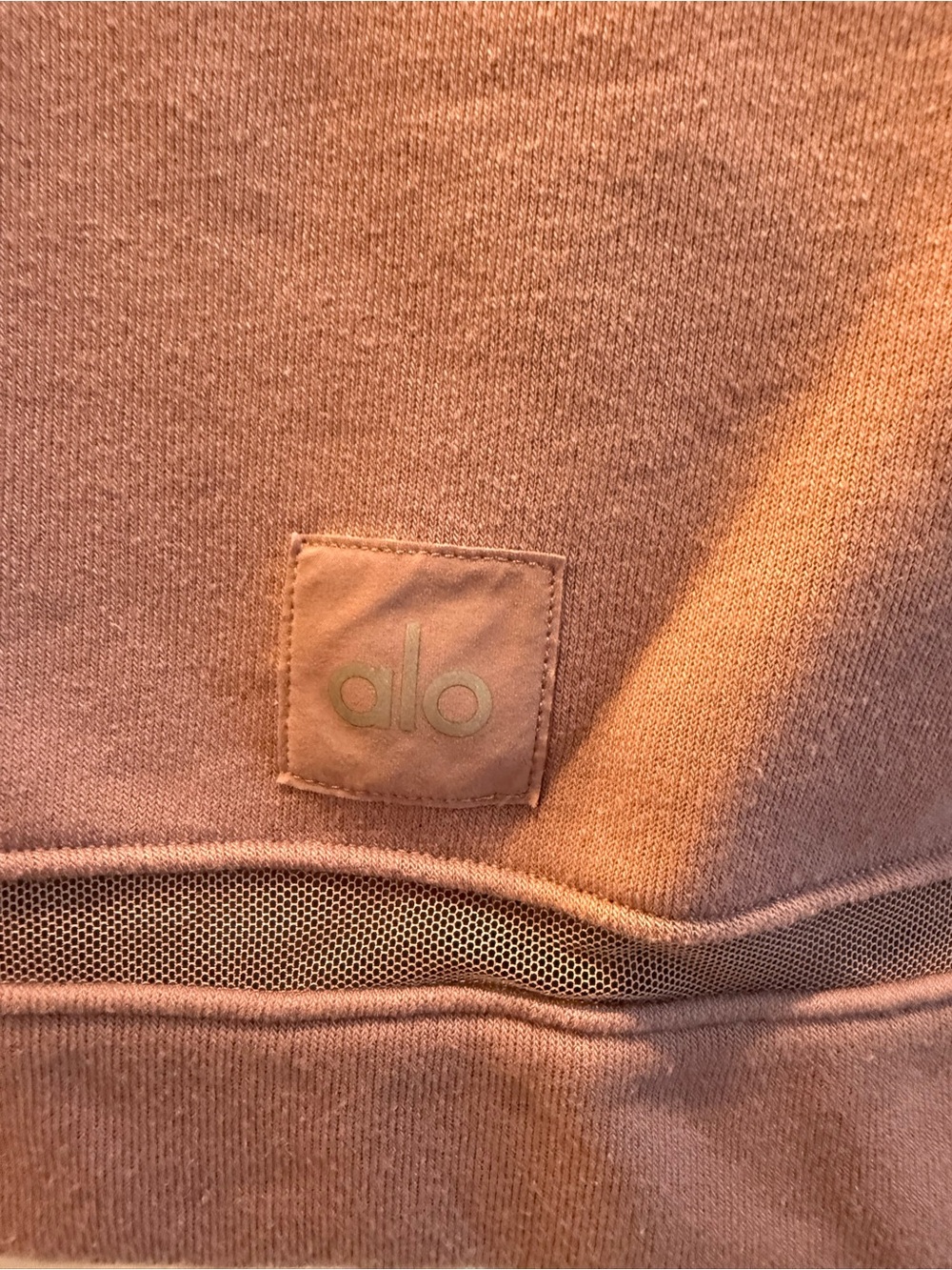 ALO Yoga Advance Mesh Inset Fleece Cropped Cowl Neck Sweatshirt Women Size M - Picture 5 of 8